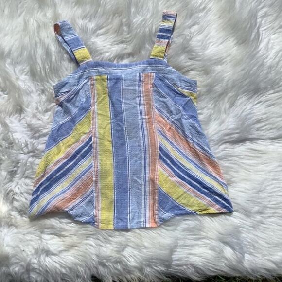 A New Approach Pastel Tank Button Linen Size Small Beach Coastal Summer Stripes - Picture 4 of 7
